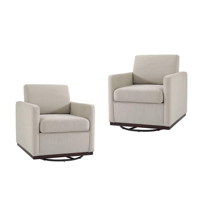 Cozy Swivel Armchair 360°Rotating Base Accent Chair Set of 2