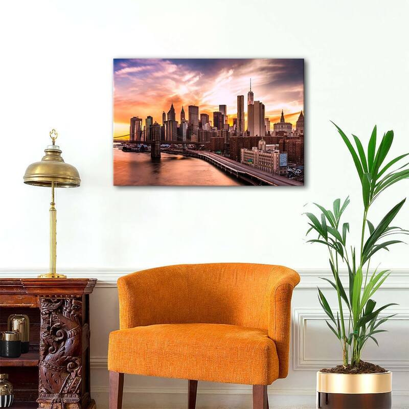 Brooklyn Bridge Skyline Wall Decor Sunset Cityscape Poster