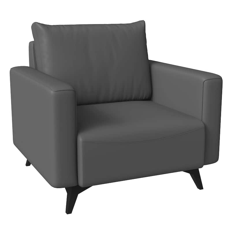 Single-Seater Sofa Modern Armchair Upholstered Vegan Leather with Metal Legs Removable Cushions Inno Series by LeisureMod
