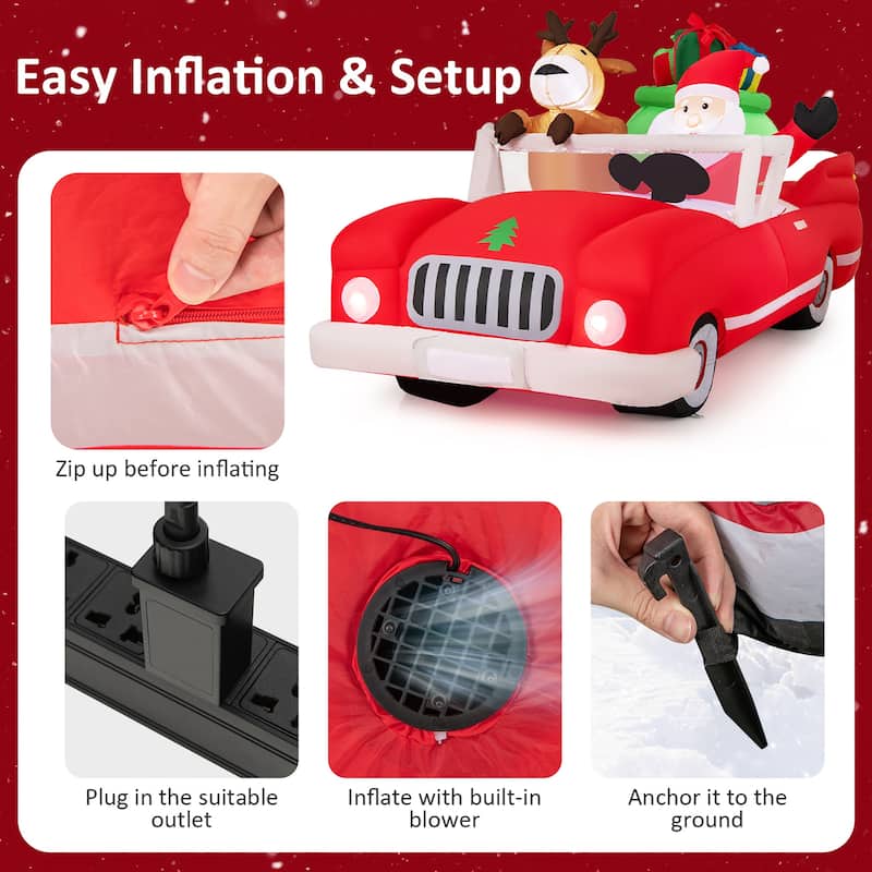 Gymax 7.7 FT Long Christmas Inflatables Lighted Xmas Inflatable Santa - See Details