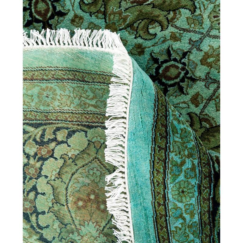 Overdyed One-of-a-Kind Hand-Knotted Area Rug - Green - 9' 1" x 9' 1"