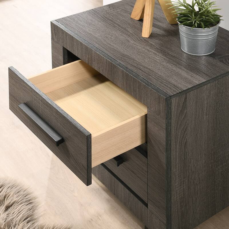Nestore Contemporary Grey Wood 2-Drawer Nightstand by Furniture of America
