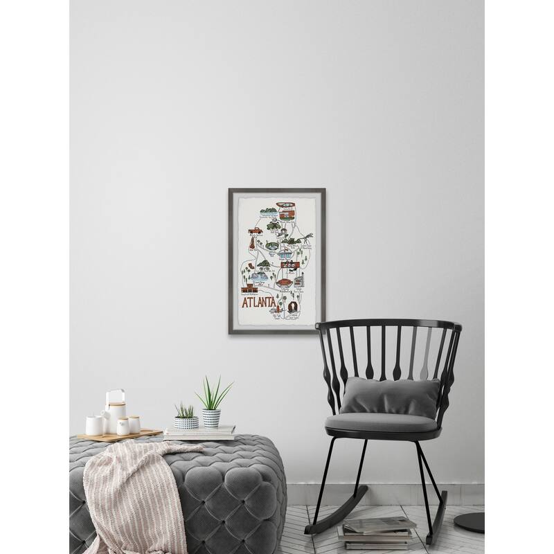 'Illustrated Map of the City of Atlanta' Framed Painting Print