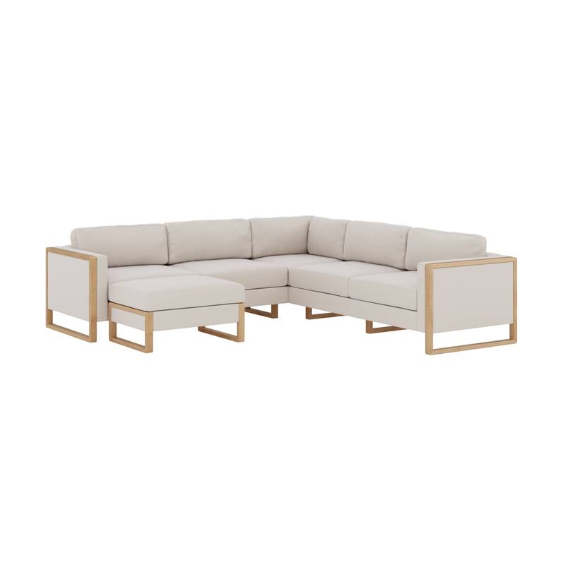 Madison Modern Upholstered Modular Sofa or Couch for Living Room with Solid Wood Legs
