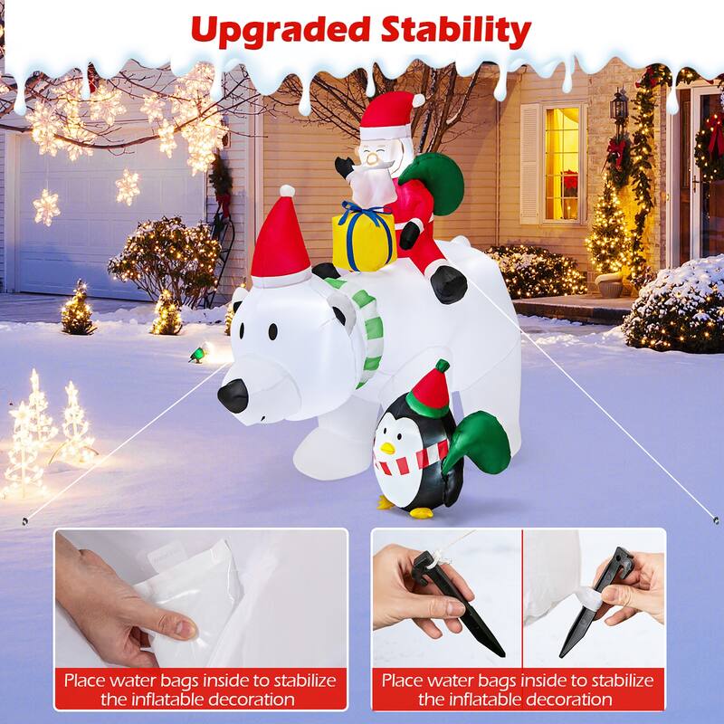Gymax 7FT Christmas Inflatables LED Lighted Xmas Inflatable Polar Bear - See Details