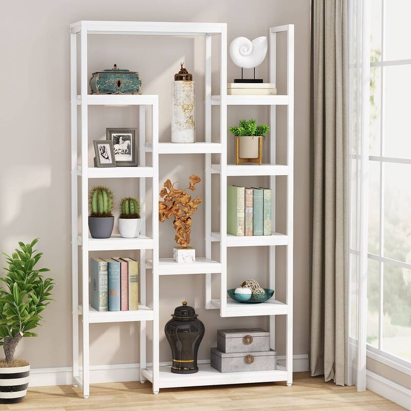 6-Tier Bookshelf 70.9 inch Tall Bookcase, Rustic Brown