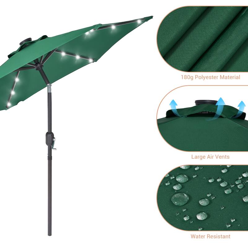 LIVOOSUN Patio 7.5 Feet Market Solar LED Light Umbrella