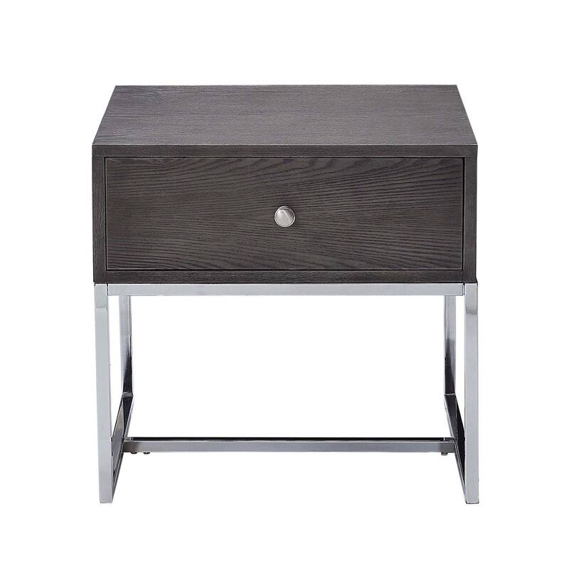 Nyholm Grey Oak and Chrome Storage End Table