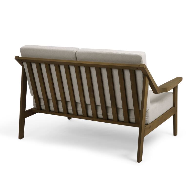 Solid Wood Outdoor Arm Chair Loveseat with Cushion