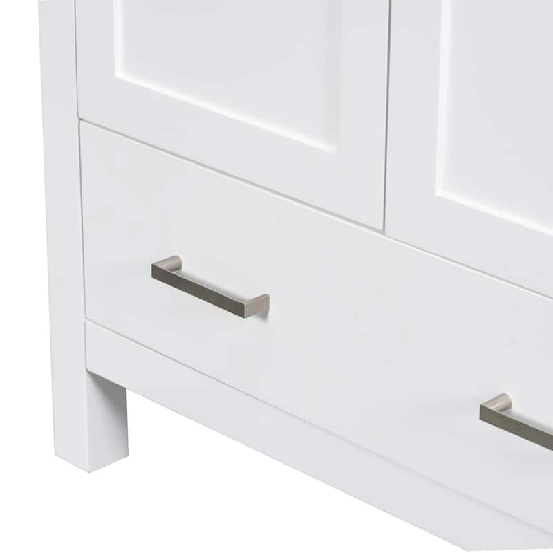 30" White Bathroom Vanity with Single Sink, 2 Doors, and Drawer