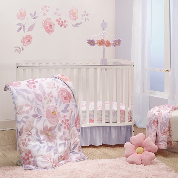 slide 2 of 9, Bedtime Originals Lavender Floral 3-Piece Baby Crib Bedding Set - Pink/Purple