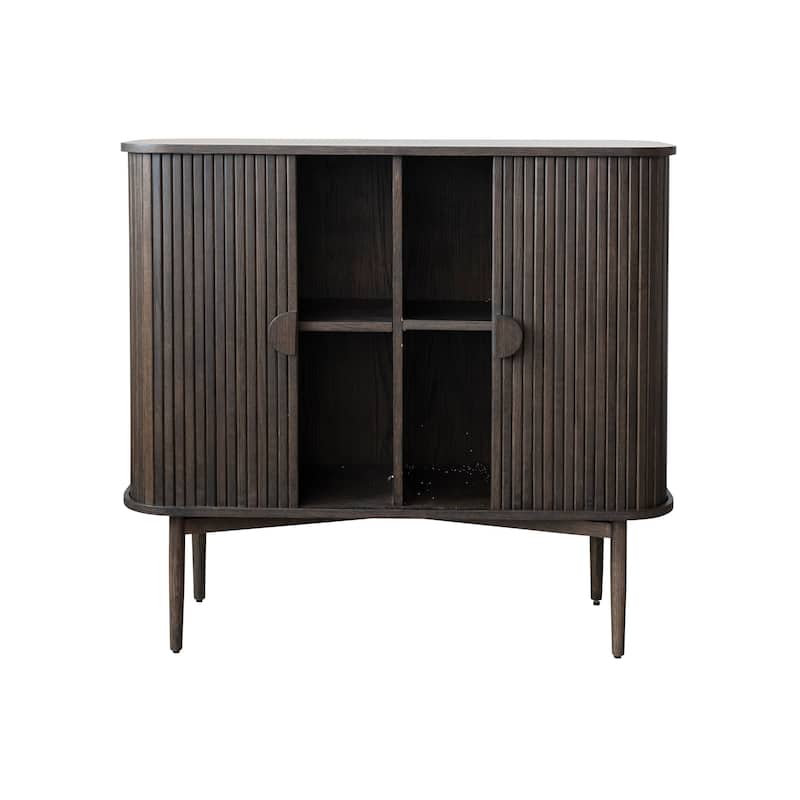 Reclaimed Wood and Oak Wood Cabinet with Accordion Doors - 15.8"L x 43.3"W x 39.4"H