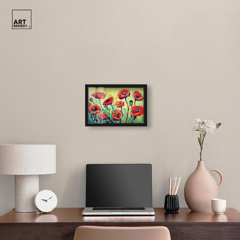 Red Poppy Field I Shadowbox by Art Remedy