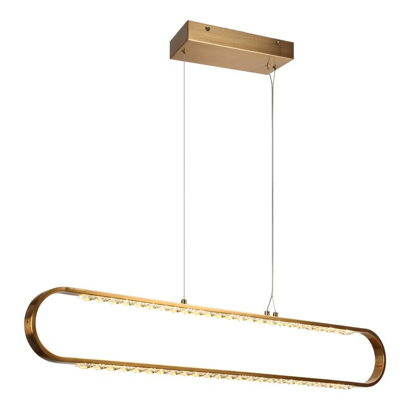 Modern LED 2-Light Crystal Chandelier Island Lights for Kitchen Island - Gold