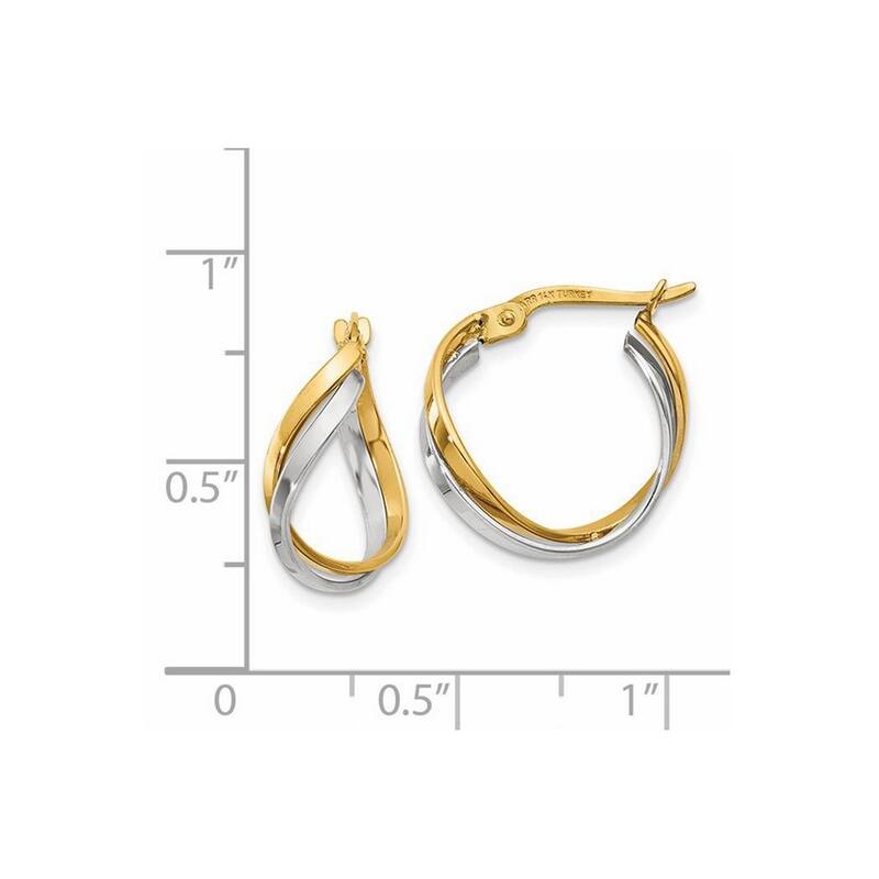 Curata 14k Two Tone Gold Polished Twisted Hoop Earrings - 19x8mm