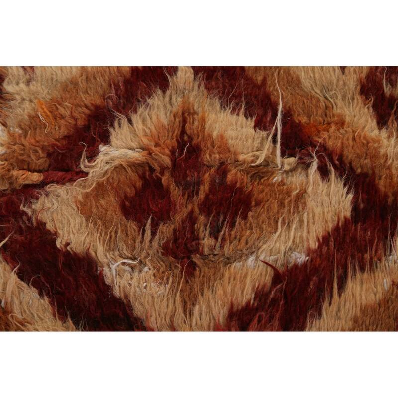 Hand Knotted Oriental 100% Wool Carpet Modern Tribal Red Moroccan Area Rug - 8' 0'' X 5' 7''