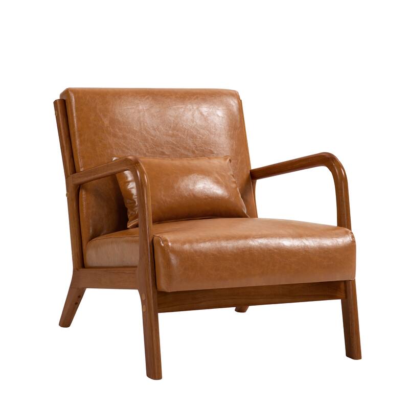 Mid Century Solid Wood Upholstered Accent Chair