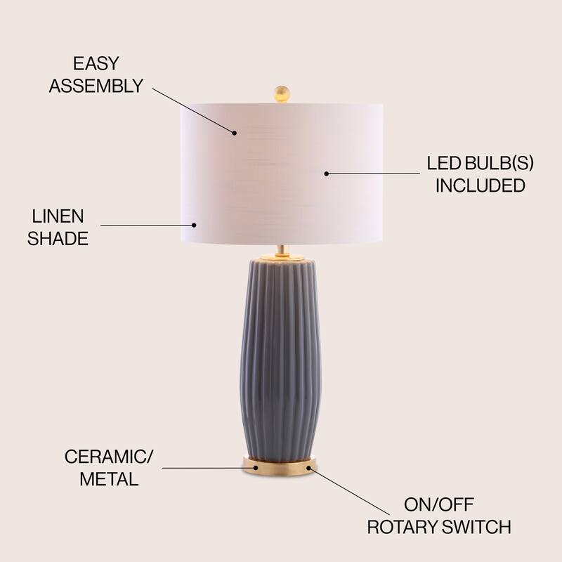May 28.5" Ceramic LED Table Lamp, Navy by JONATHAN Y