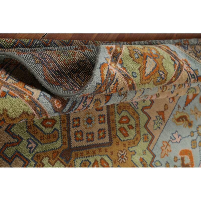 Light Blue Tribal Kazak Oriental Area Rug Handmade Wool Carpet - 8'3"x 9'11"