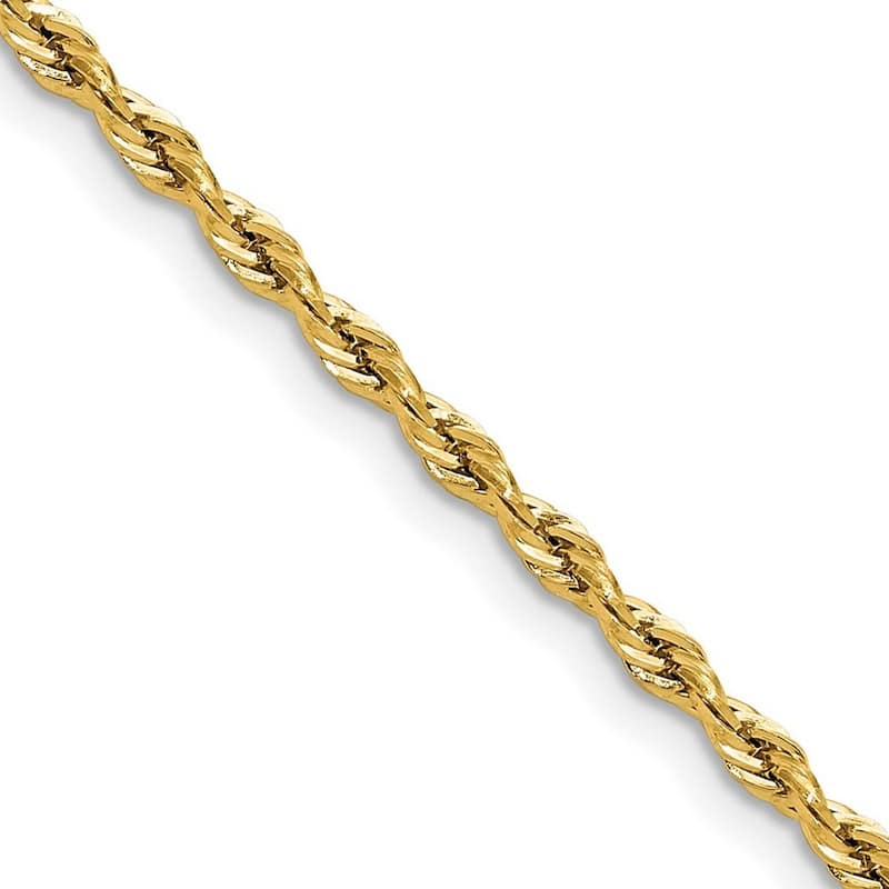 Curata 14k Yellow Gold 2.5mm Semi Solid Rope Chain Necklace for Men