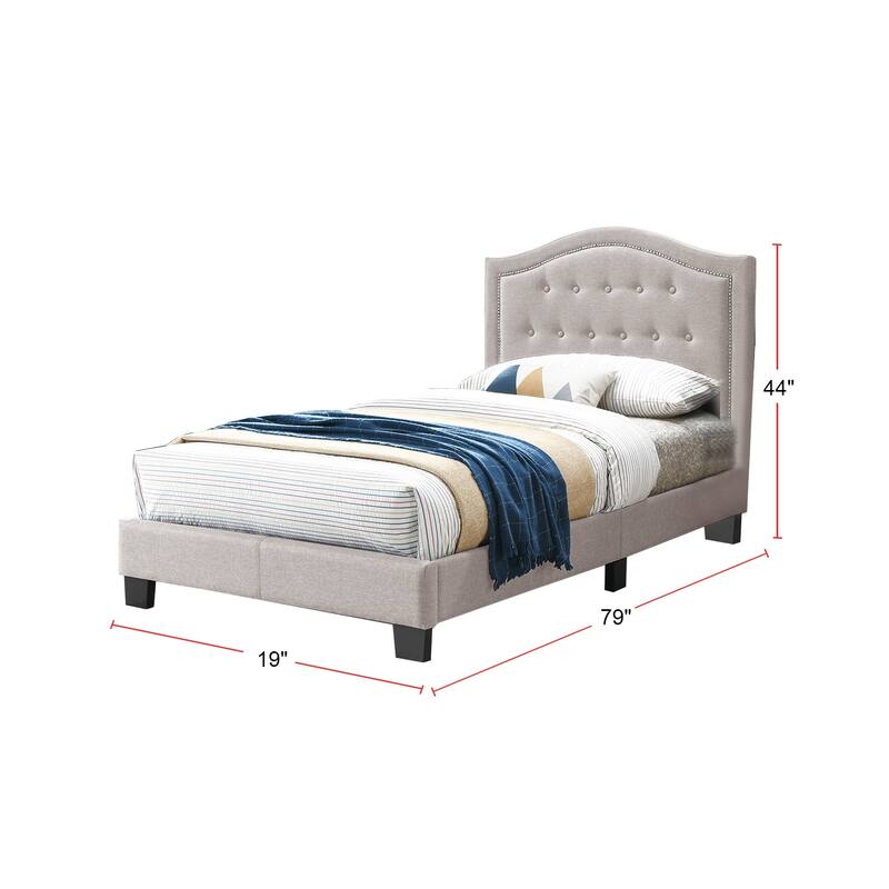Fabric Upholstered Bed with Button Tufting