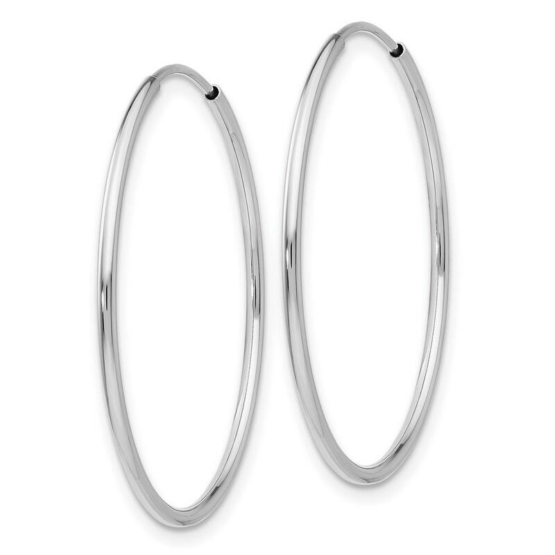 Curata 14k White Gold Polished Endless Tube Hoop Earrings - 28x28mm
