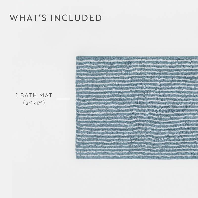 Becky Cameron 100% Cotton Pinstripe Patterned Bath Mat