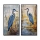 preview thumbnail 2 of 11, Designart "Blue Heron By The Watersite Watercolor I" Animals Framed Wall Art Set Of 2 Canvas Set For Living Room Decor