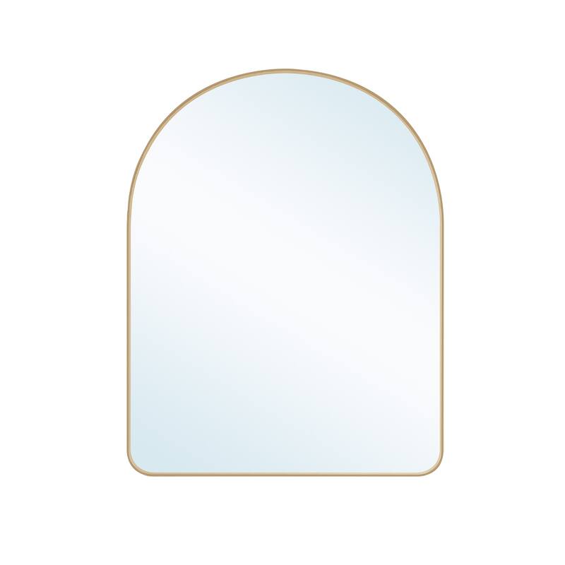 24 in./28 in. W x 36 in. H Bathroom Wall Mounted Arched Anodized Aluminum Framed Mirror