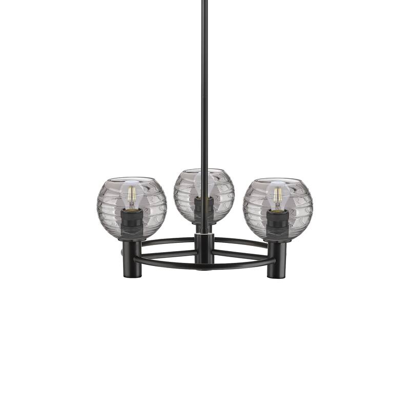 Innovations Lighting 434-3CR-13-20 Crown Point Pendant Crown Point 3 - Matte Black / Light Smoke Deco Swirl
