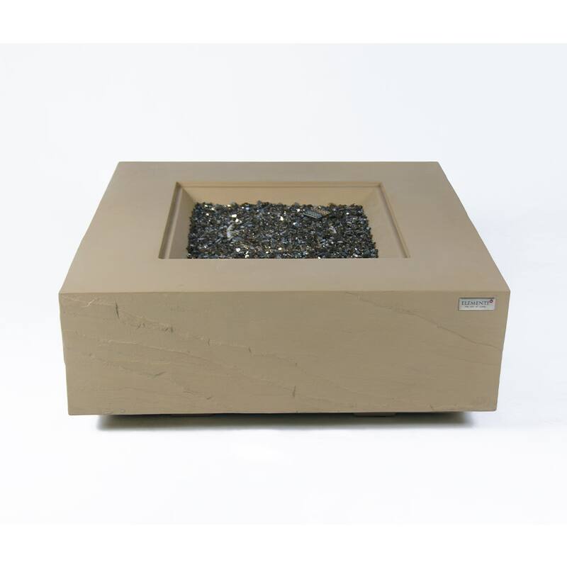 Elementi Plus Capertee Outdoor Fire Pit Table Concrete Square 60000 BTU - 40 x 40 inches with Lid, Fire Glass, and Cover