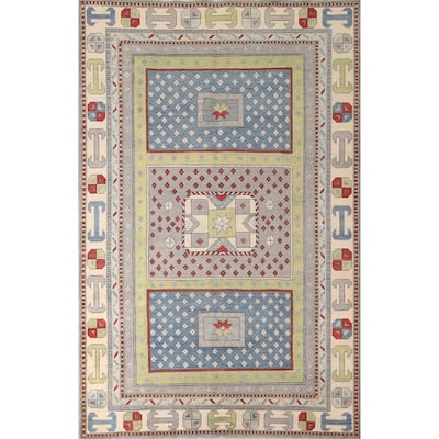 Traditional Grey Kazak Area Rug Hand-Knotted Bedroom Wool Carpet - 6'10" x 9'10"