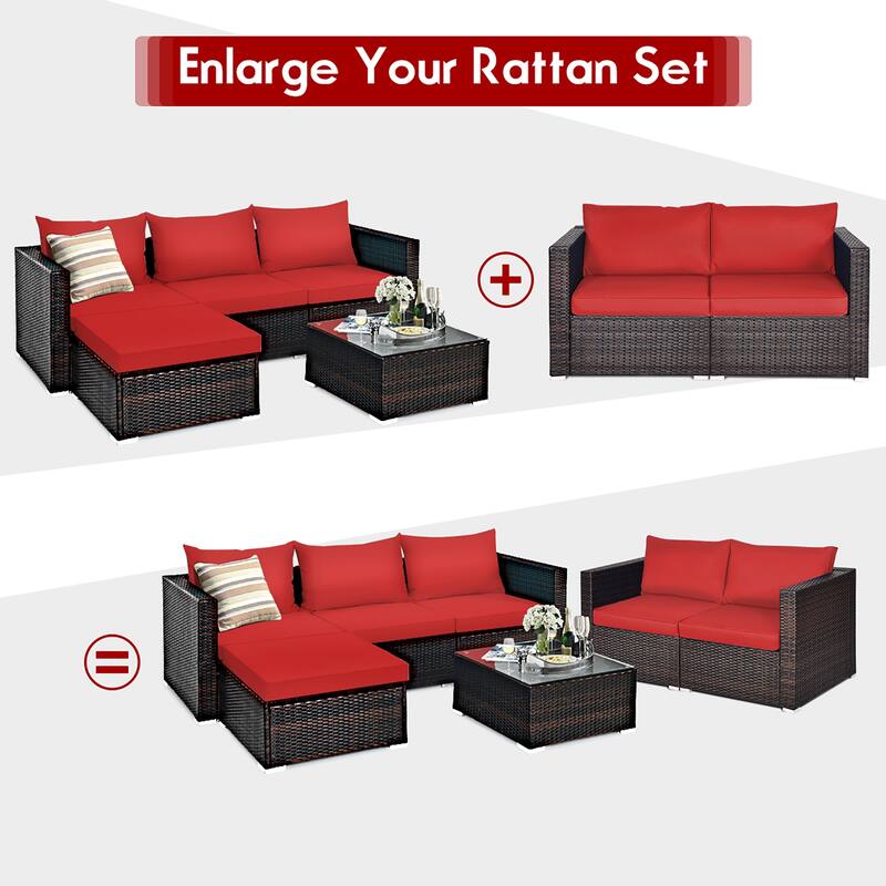 Costway 4PCS Patio Rattan Corner Sofa Sectional Furniture - See Details