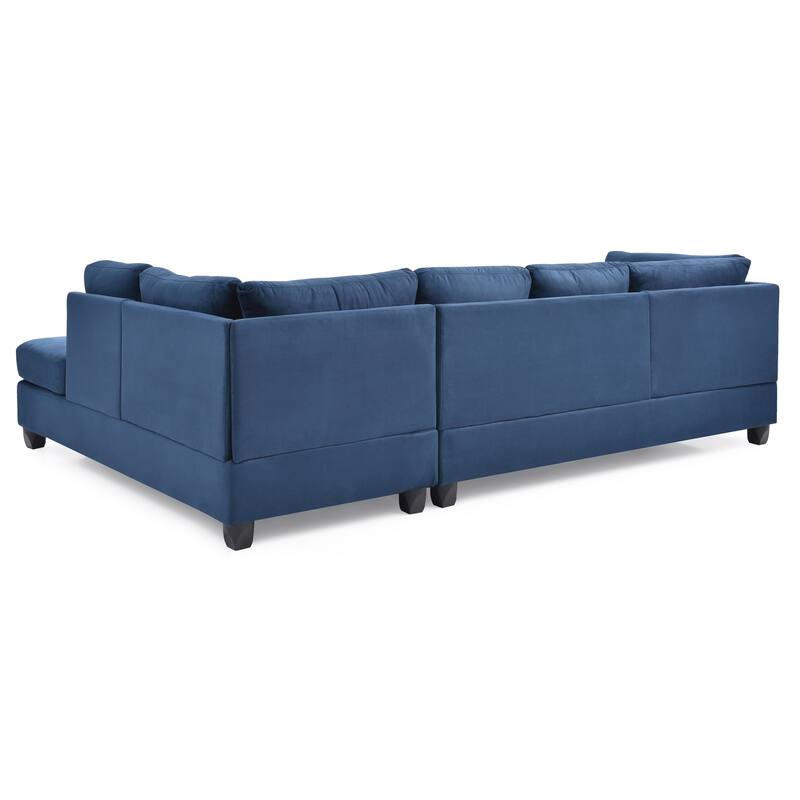 Sectional, Navy Blue, Microfiber, 111x78x34 inches,Comfortable, Removable Backs, Flexible Setup, Multiple Colors