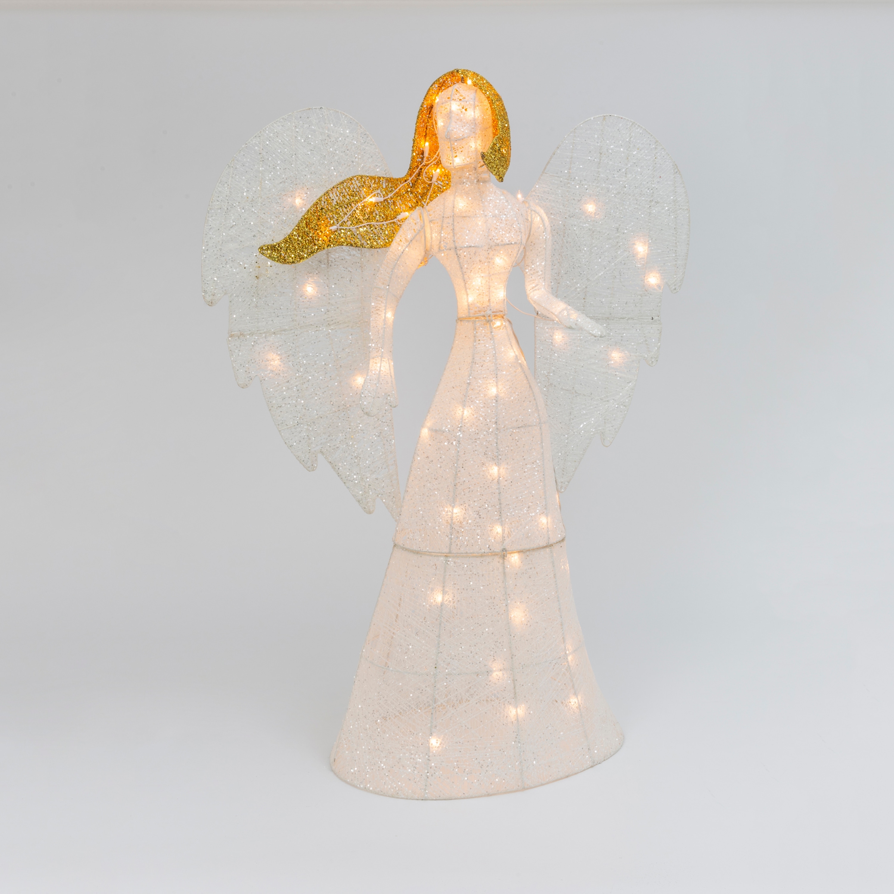 48 Inch Electric Lighted Figurine Glittering White Angel - Bed