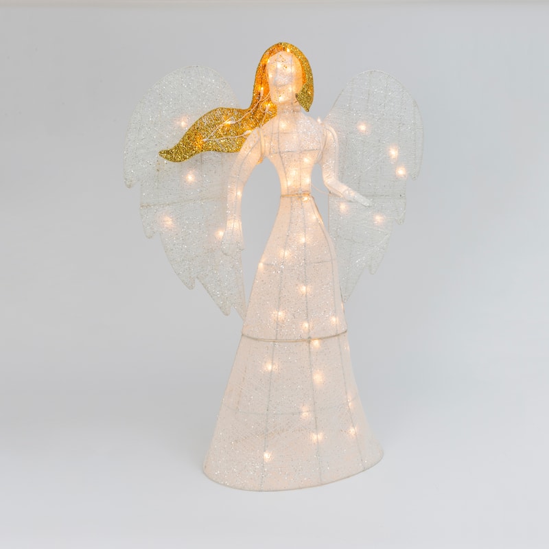 48 Inch Electric Lighted Figurine Glittering White Angel