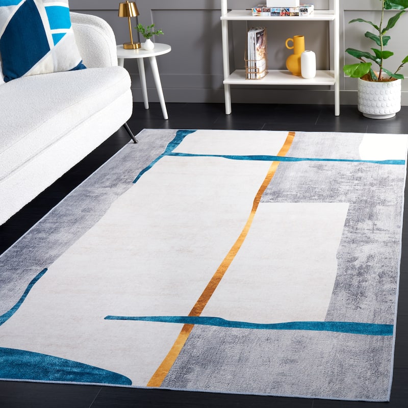 SAFAVIEH Malibu Yoshiko Contemporary Machine Washable Rug - 3' x 5' - Grey/Light Grey