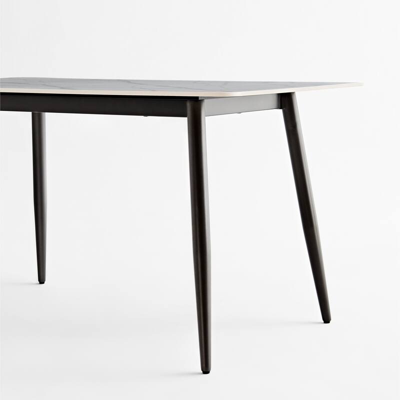 Rectangular Table, Ceramic Tabletop Dining Table with Strong Metal Base 1.4M