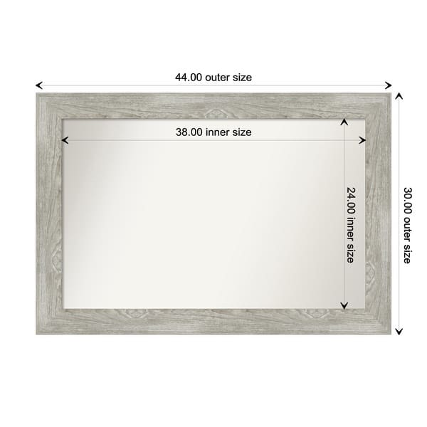dimension image slide 9 of 113, Dove Greywash Framed Non-Beveled Custom Wall Mirror, Bathroom Vanity Mirror