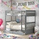 preview thumbnail 54 of 68, Twin-Over-Twin Classic Wooden Bunk Bed with Storage Gray
