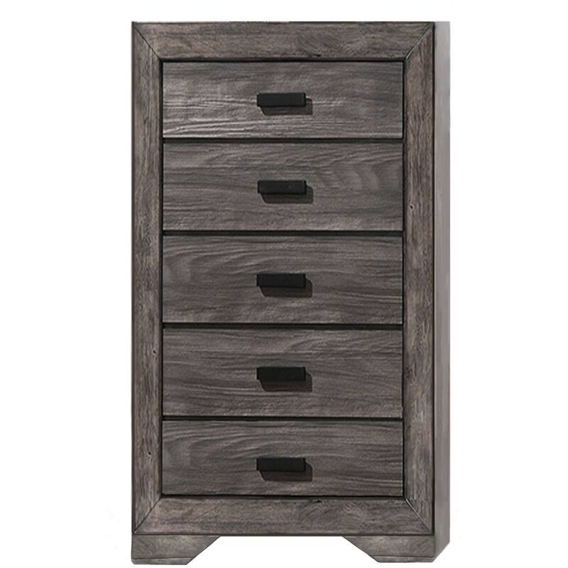 Hanover Bramble Hill 5-Piece Bedroom Furniture Set with King-Size Bed Frame in Weathered Gray Finish