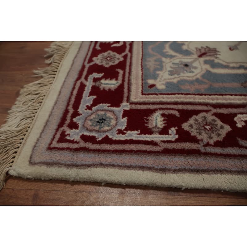 Hand Knotted Oriental 100% Wool Carpet Traditional Floral Beige & Ivories Heriz Area Rug - 6' 2'' X 4' 0''