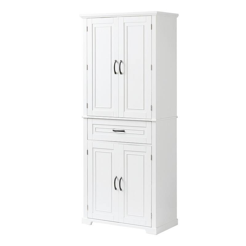 Bathroom Floor Cabinet, Freestanding Storage Cabinet with Doors and Drawer, Kitchen Cupboard with Adjustable Shelf