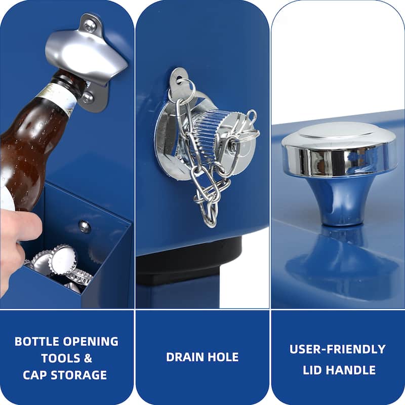 80 Quart Patio Cooler Cart With Bottle Opener Drainage - N/A