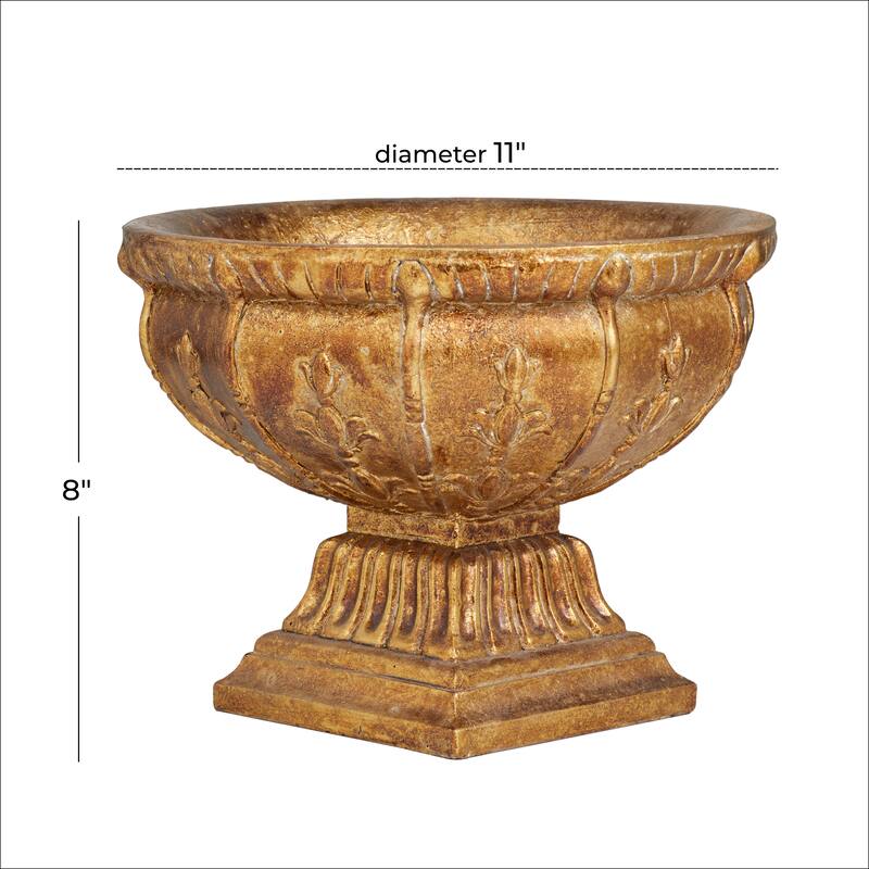 Gold Polystone Ornate Decorative Decorative Bowl - 11 x 11 x 9