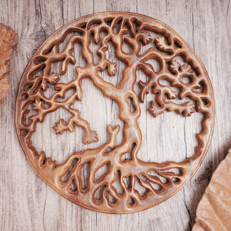 Novica Handmade Trunyan Mystery Wood Relief Panel