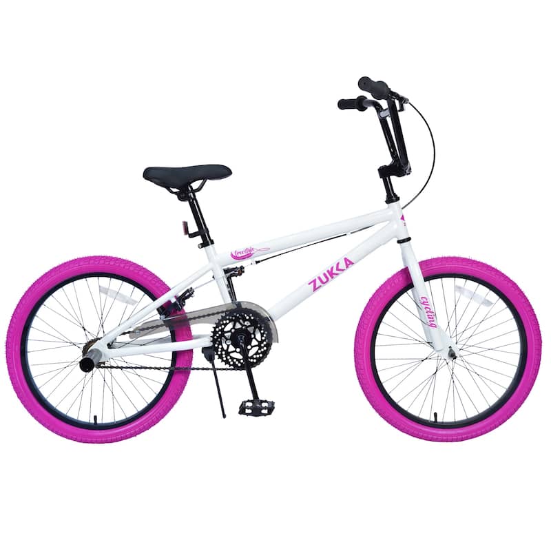 Freestyle Kids Bike 20 Inch Single Speed Children's Bicycle for Boys Girls Age 7+ Years - White