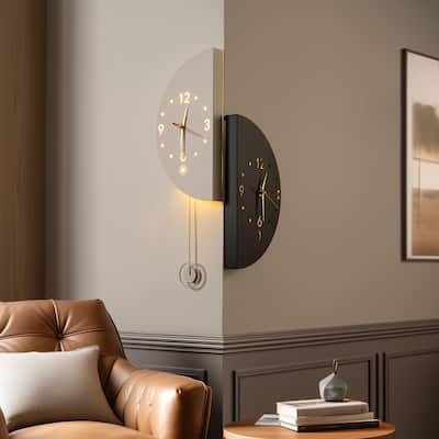 Lighted Double-Sided Corner Wall Clock