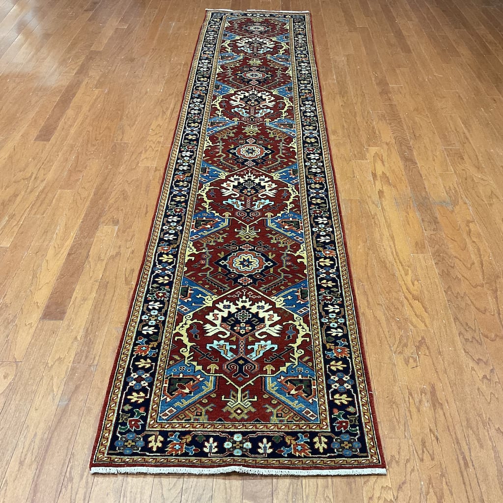 HERAT ORIENTAL Hand-knotted Indo Bakhshayesh Wool Runner - 2'6" x 12'