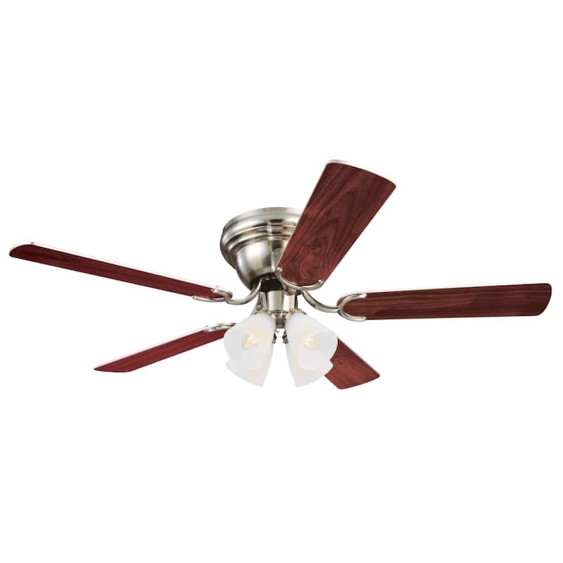Westinghouse Lighting Contempra IV 52-Inch 5-Blade Indoor Ceiling Fan with Dimmable LED Light and Frosted Ribbed Glass - Brushed Nickel